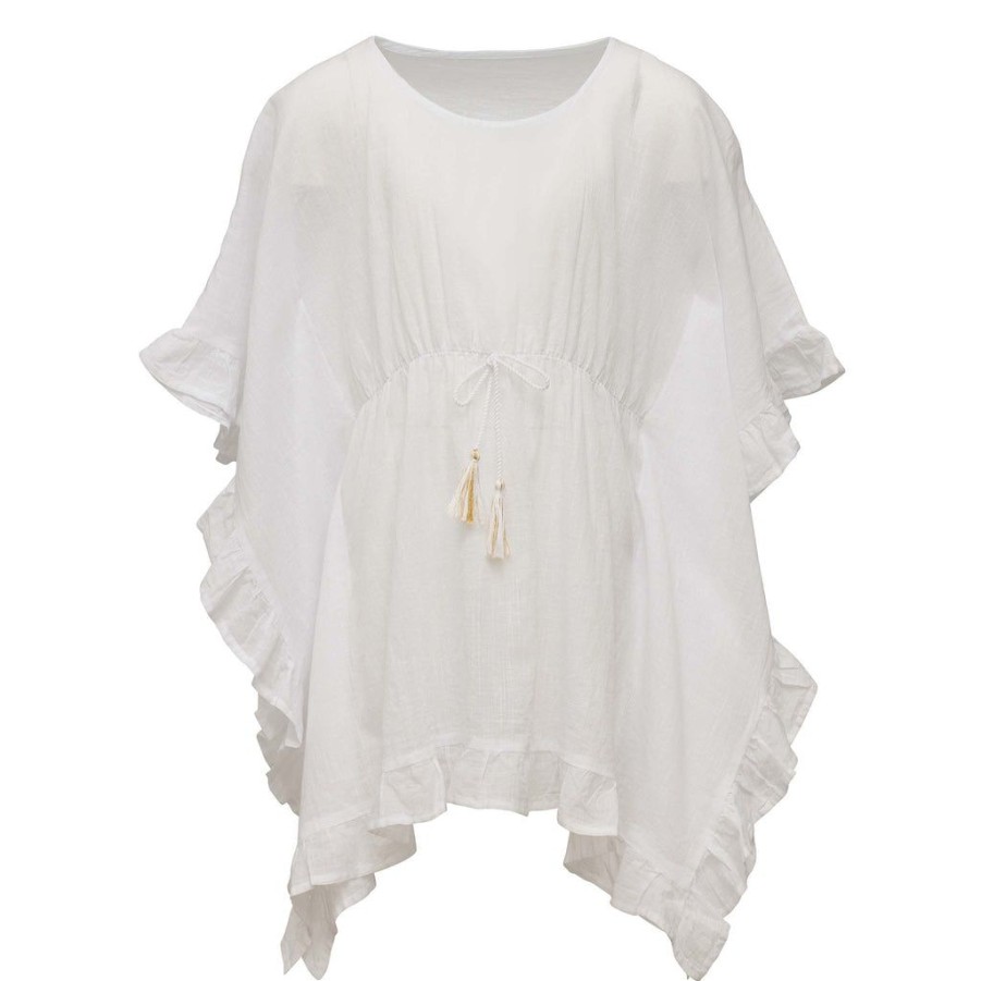 Girls Snapper Rock Cover Ups, Dresses & Beachwear | White Frilled Cover Up