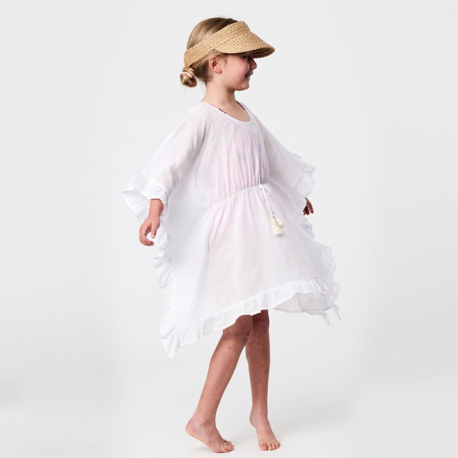 Girls Snapper Rock Cover Ups, Dresses & Beachwear | White Frilled Cover Up