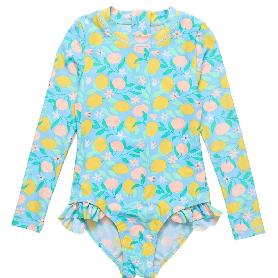 Girls Snapper Rock One Pieces | Lemon Drops Ls Surf Suit