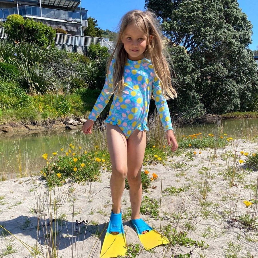 Girls Snapper Rock One Pieces | Lemon Drops Ls Surf Suit