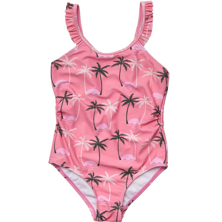 Girls Snapper Rock One Pieces | Palm Paradise Sustainable Frill Strap Swimsuit