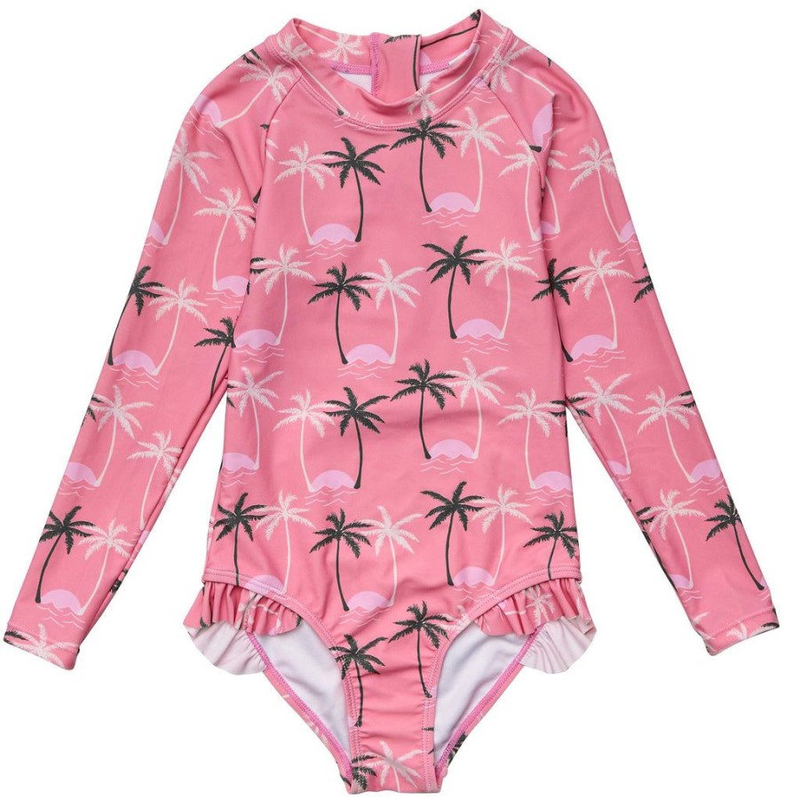 Girls Snapper Rock One Pieces | Palm Paradise Sustainable Ls Surf Suit