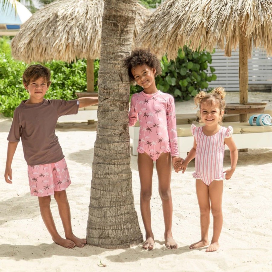 Girls Snapper Rock One Pieces | Palm Paradise Sustainable Ls Surf Suit