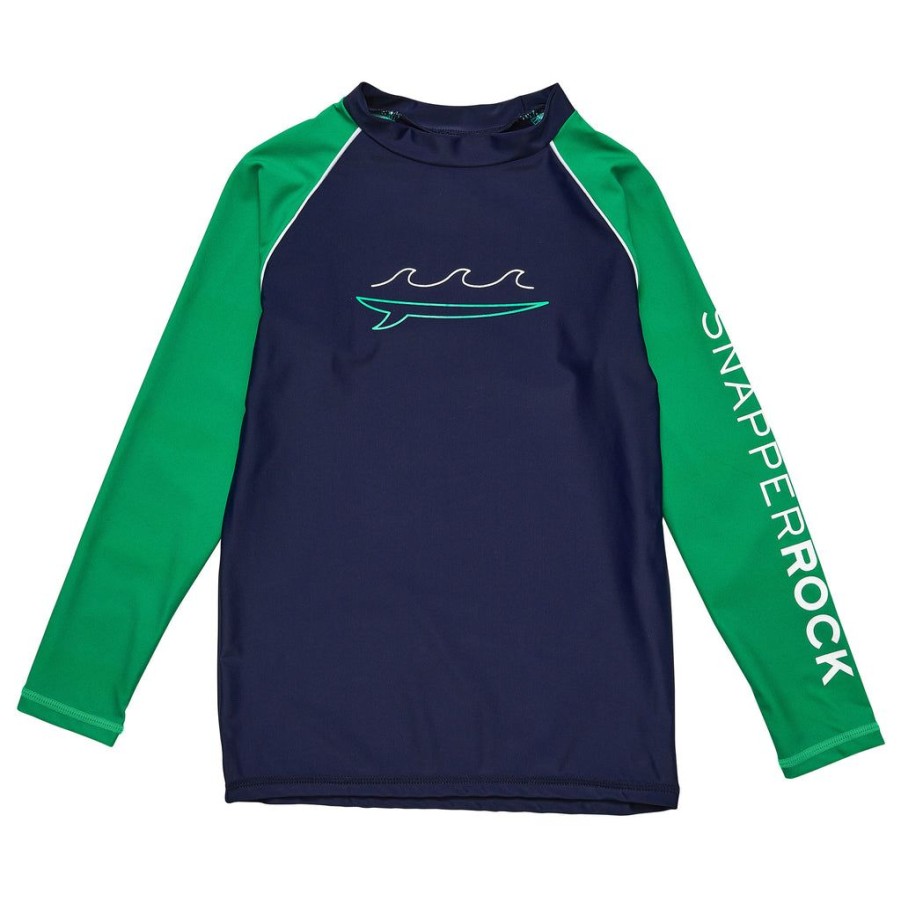 Boys Snapper Rock Rash Tops | Navy Wave Ls Rash Top