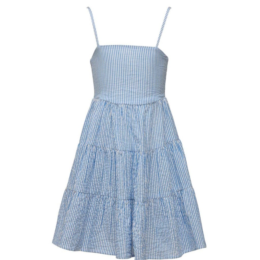 Girls Snapper Rock Cover Ups, Dresses & Beachwear | Cornflower Stripe Beach Dress