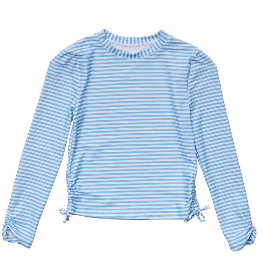 Girls Snapper Rock Rash Tops | Cornflower Stripe Sustainable Ls Rash Top