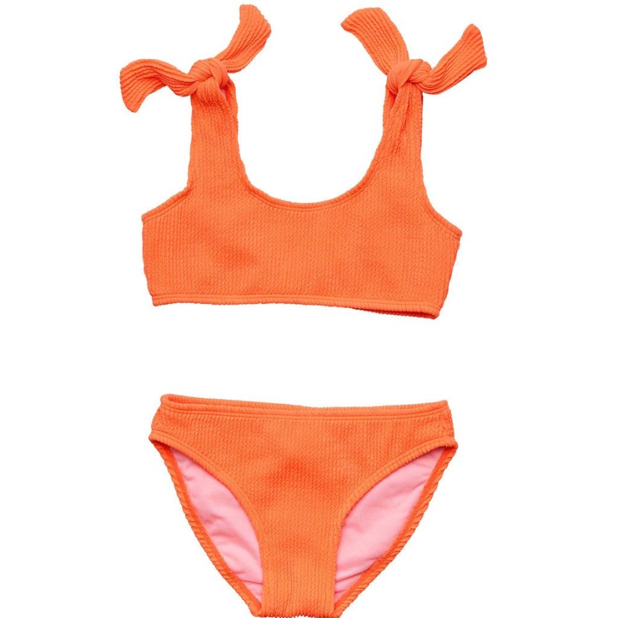 Girls Snapper Rock Bikinis | Tangerine Tie Crop Bikini