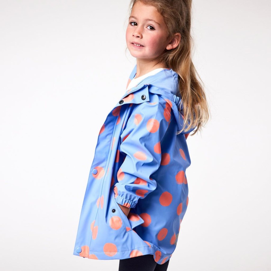 Outerwear Snapper Rock | Cornflower Polka Dot Recycled Waterproof Raincoat