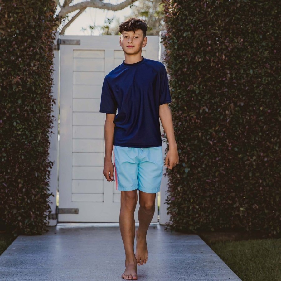 Boys Snapper Rock Rash Tops | Navy Ss Rash Top