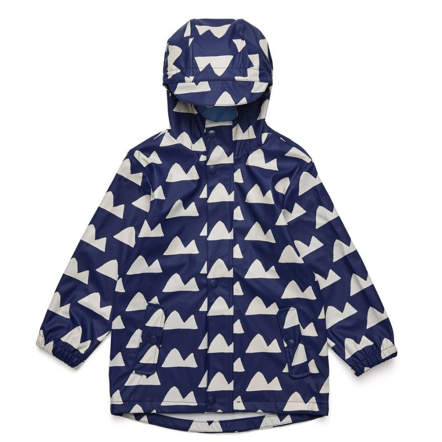 Outerwear Snapper Rock | Navy Peak To Peak Recycled Waterproof Raincoat