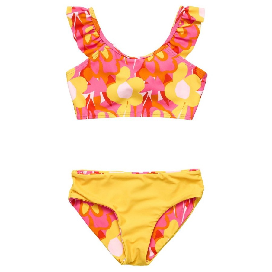 Girls Snapper Rock Bikinis | Pop Of Sunshine Frill Crop Bikini