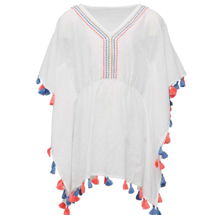 Girls Snapper Rock Cover Ups, Dresses & Beachwear | White Sherbet Tassel Cover Up