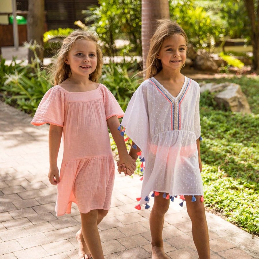 Girls Snapper Rock Cover Ups, Dresses & Beachwear | White Sherbet Tassel Cover Up