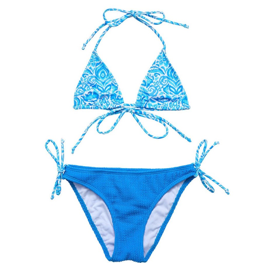 Girls Snapper Rock Bikinis | Santorini Blue Triangle Bikini