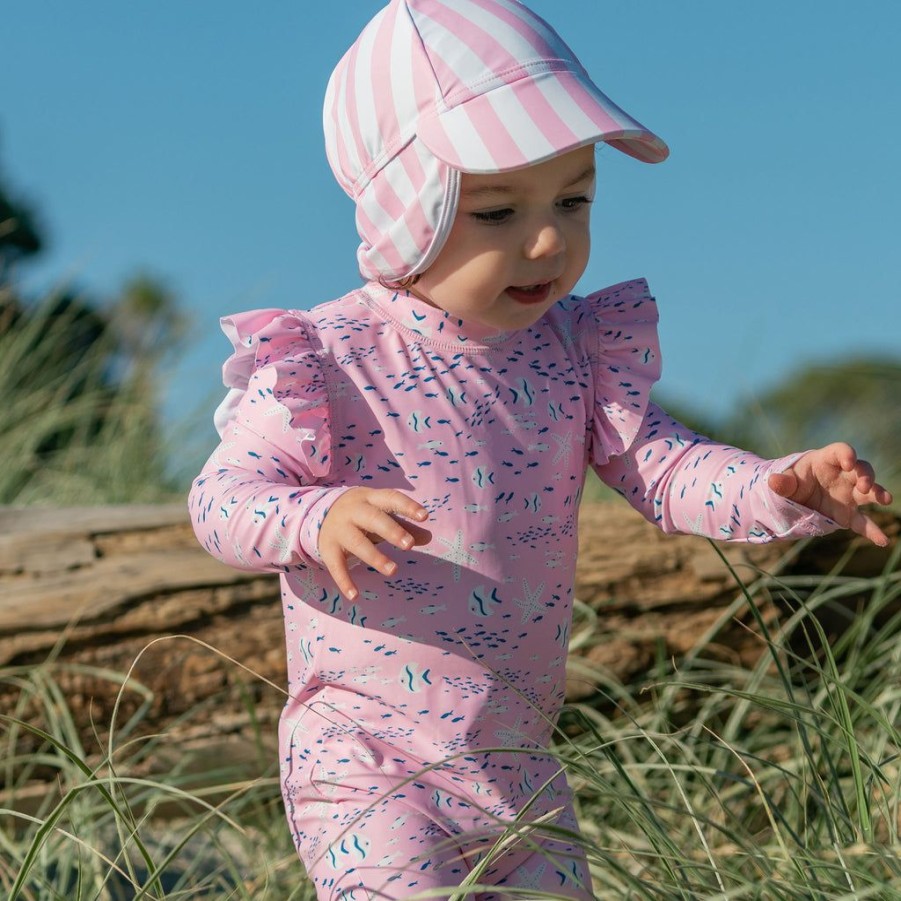 Baby Snapper Rock Hats | Pink Stripe Floating Flap Hat