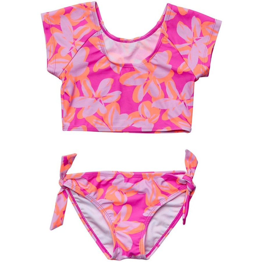 Girls Snapper Rock Rash Tops | Hibiscus Hype Crop Ss Rash Top Set