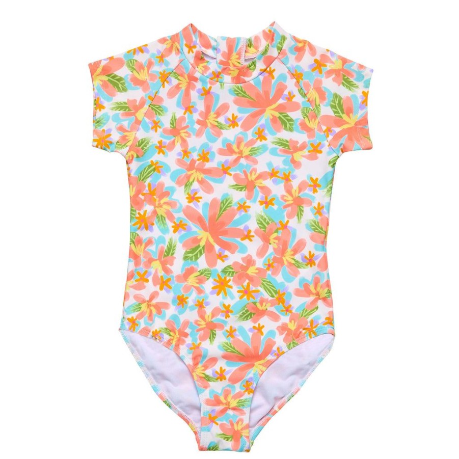 Girls Snapper Rock One Pieces | Hawaiian Luau Sustainable Ss Surf Suit