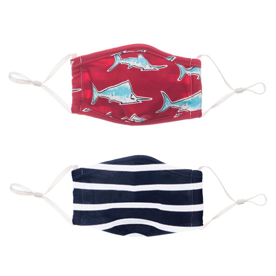 Girls Snapper Rock Face Masks | Face Mask Kids Swordfish & Nautical Stripe 2 Pack