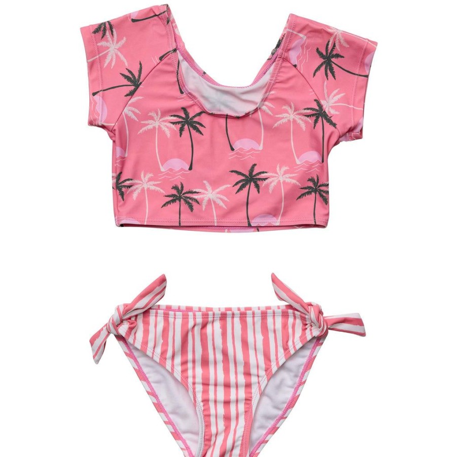 Girls Snapper Rock Rash Tops | Palm Paradise Sustainable Crop Ss Rash Top Set