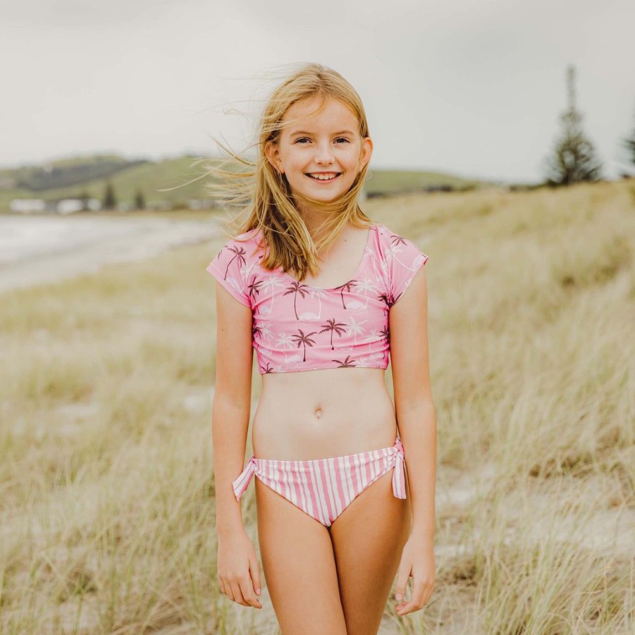 Girls Snapper Rock Rash Tops | Palm Paradise Sustainable Crop Ss Rash Top Set