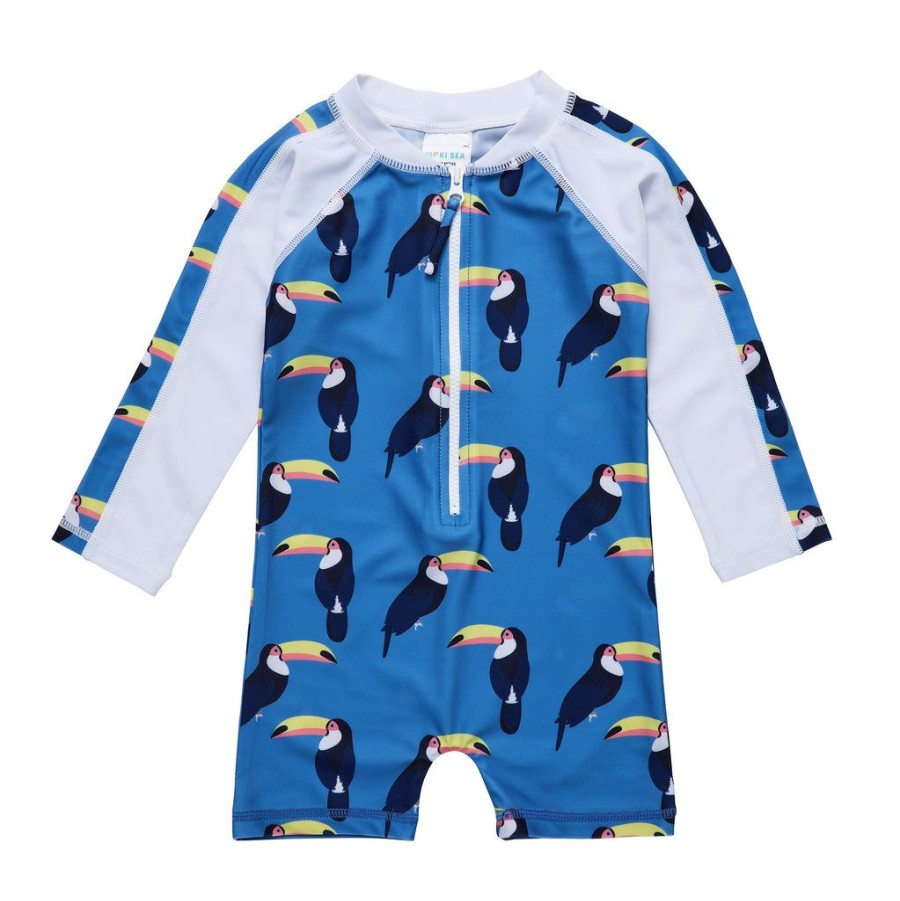 Baby Snapper Rock One Pieces | Moki Sea Blue Toucan Ls Sunsuit