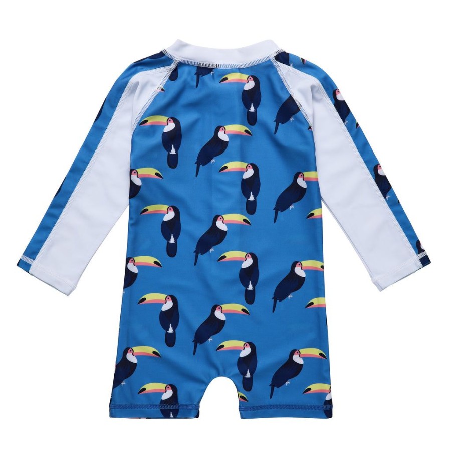 Baby Snapper Rock One Pieces | Moki Sea Blue Toucan Ls Sunsuit