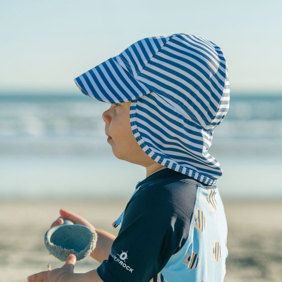 Baby Snapper Rock Hats | Denim Stripe Floating Flap Hat