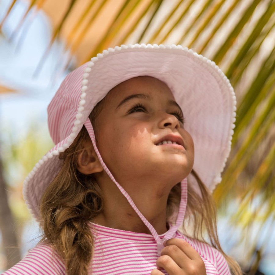 Baby Snapper Rock Hats | Pink & White Stripe Bucket Hat