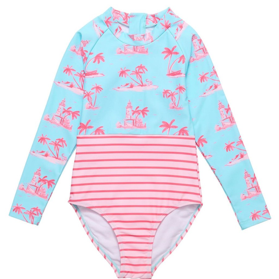 Girls Snapper Rock One Pieces | Lighthouse Island Sustainable Ls Surf Suit