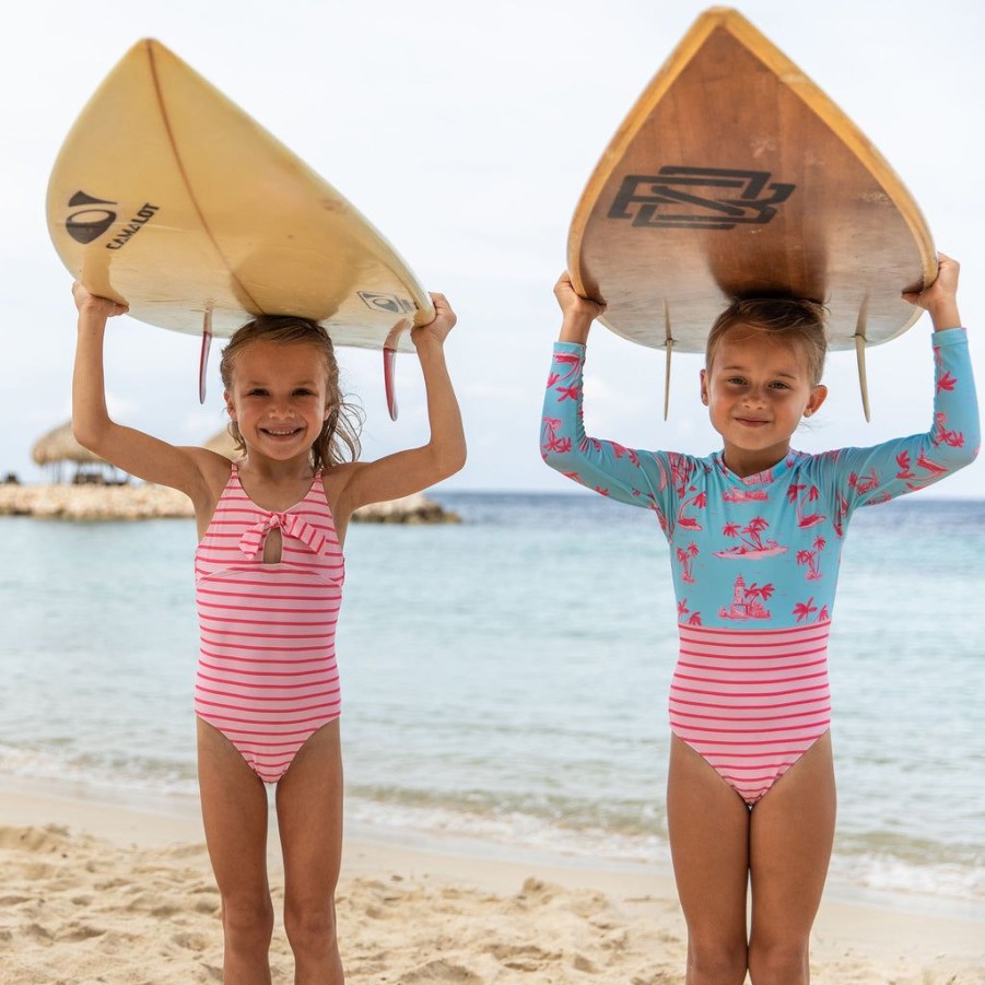 Girls Snapper Rock One Pieces | Lighthouse Island Sustainable Ls Surf Suit