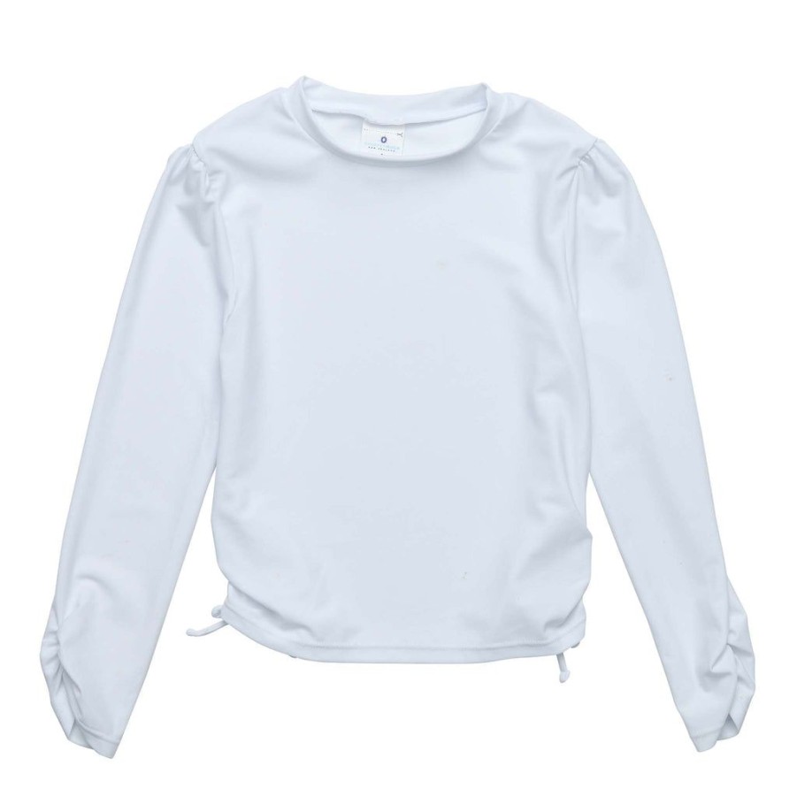 Girls Snapper Rock Rash Tops | White Rouched Ls Rash Top