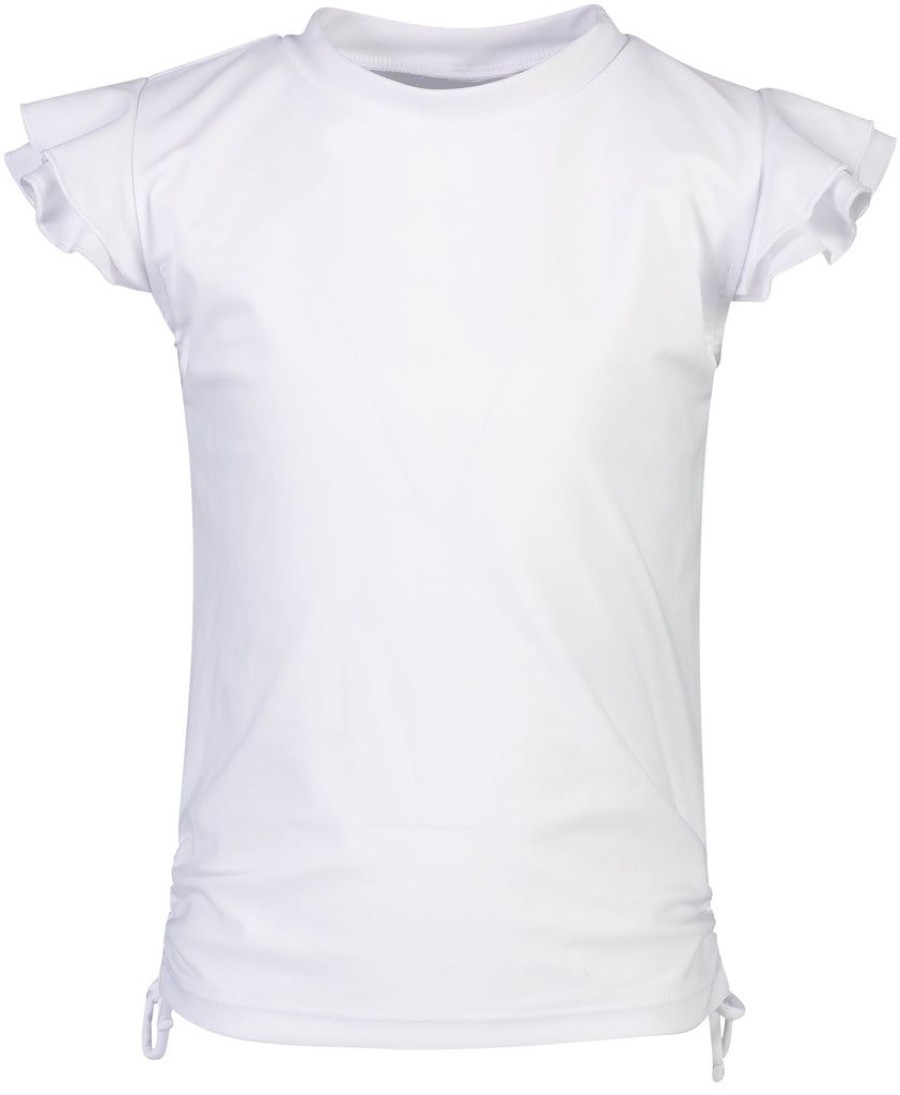 Girls Snapper Rock Rash Tops | White Flutter Sleeve Rash Top