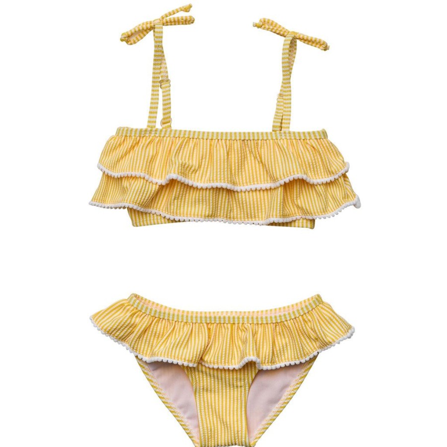 Girls Snapper Rock Bikinis | Marigold Stripe Tie Bikini