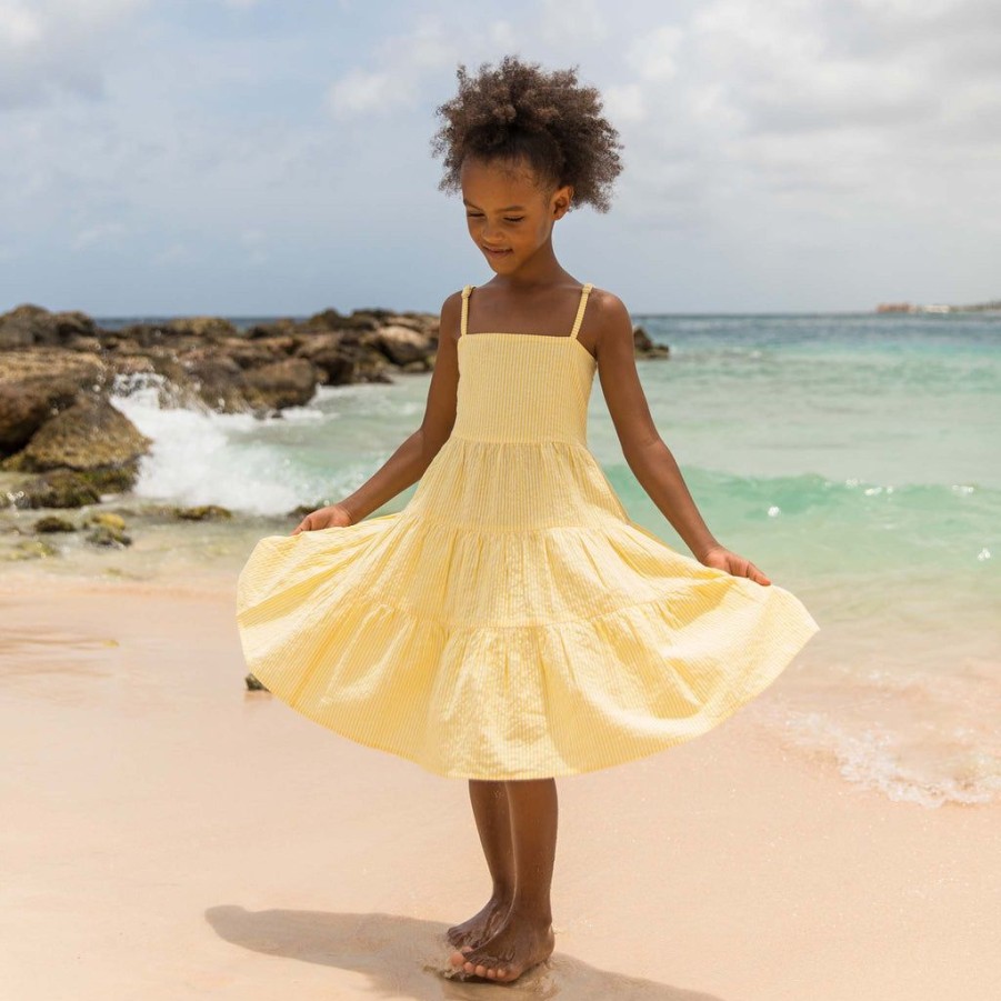 Girls Snapper Rock Cover Ups, Dresses & Beachwear | Marigold Stripe Beach Dress