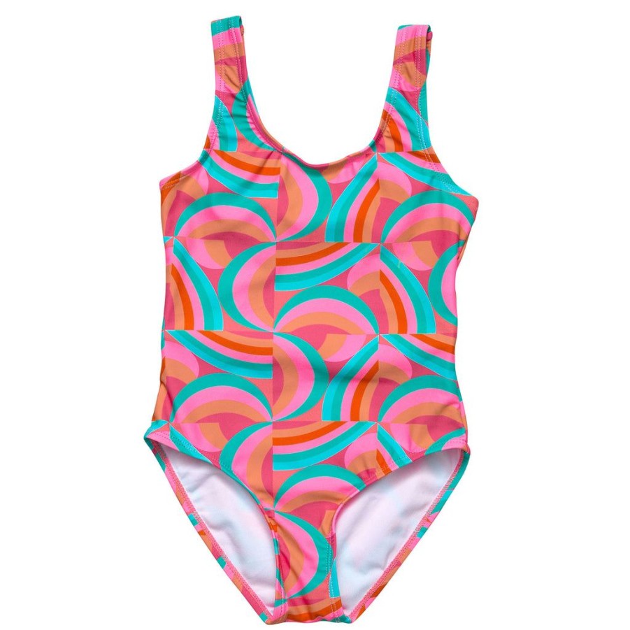 Girls Snapper Rock One Pieces | Geo Melon Sustainable Tie Back Swimsuit