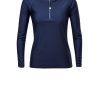 Womens Snapper Rock | Ladies Navy 1/2 Zip Ls Rash Top