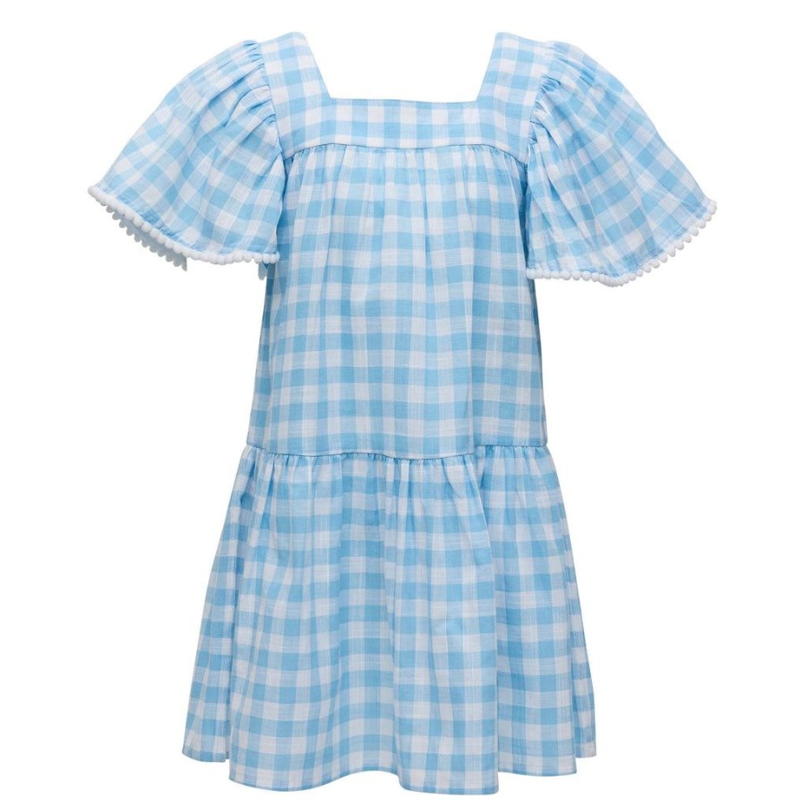 Girls Snapper Rock Cover Ups, Dresses & Beachwear | Cornflower Gingham Beach Dress