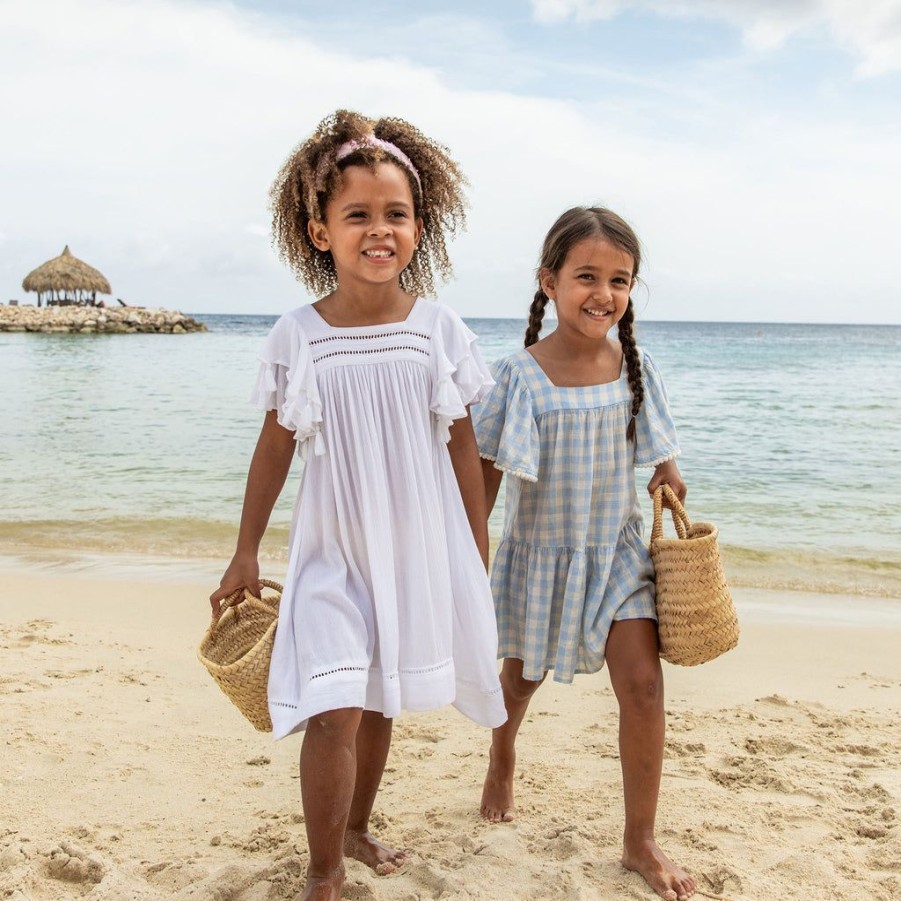 Girls Snapper Rock Cover Ups, Dresses & Beachwear | Cornflower Gingham Beach Dress