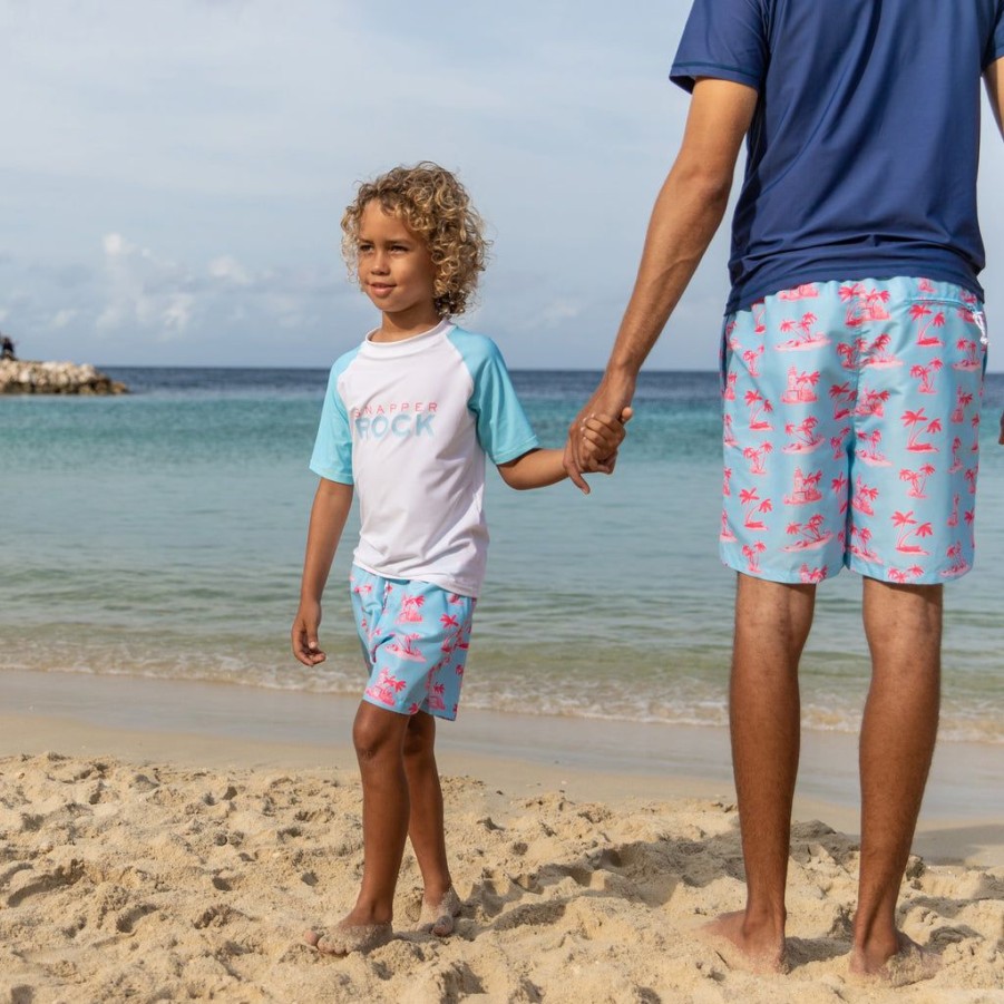 Boys Snapper Rock Rash Tops | Lt Blue Sleeve Sustainable Ss Rash Top