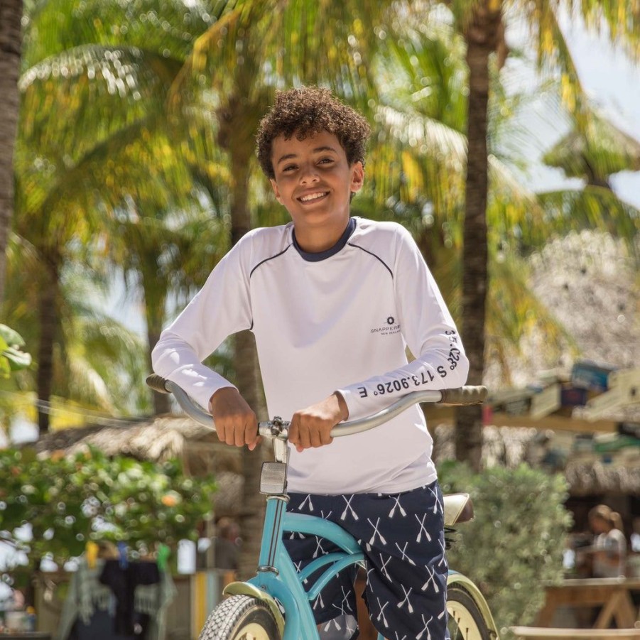 Boys Snapper Rock Rash Tops | Compass White Ls Rash Top